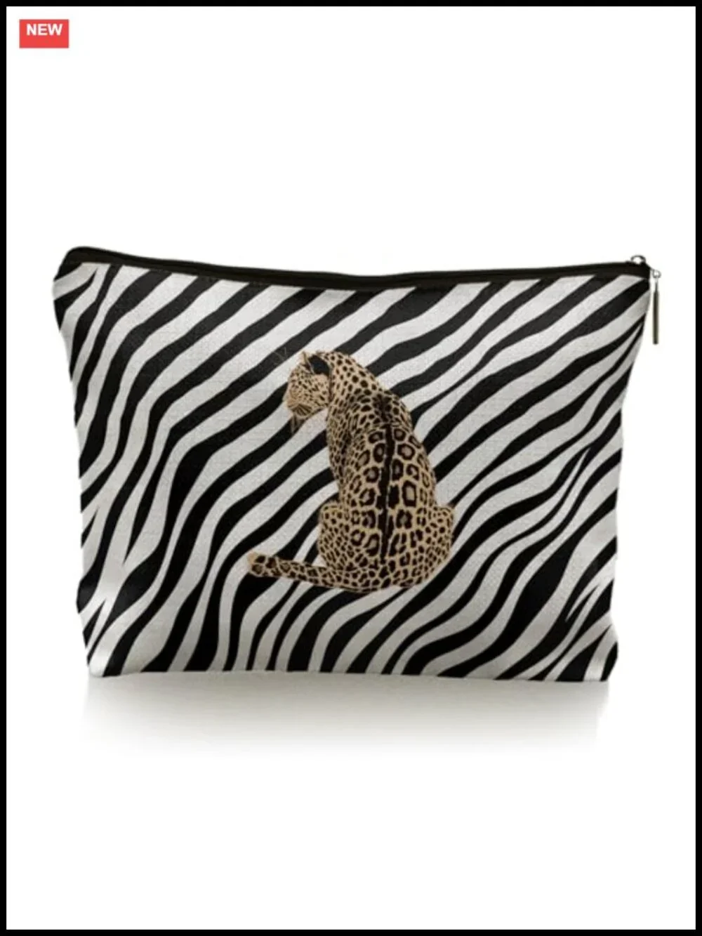 Zebra Leopard Makeup Bag, Waterproof Linen Cosmetic Pouch, Travel Organizer
